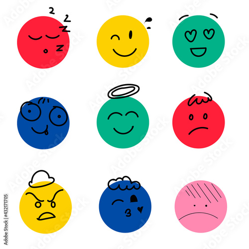 emoticons different emotions and colors