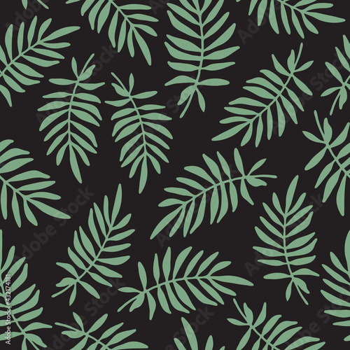 Palm leaves seamless pattern. Summer tropical vector background.