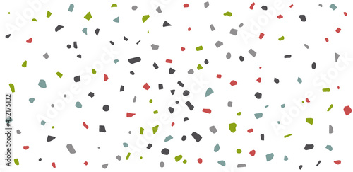Small pieces of multicolored plastic on white background. Zero waste vector illustration