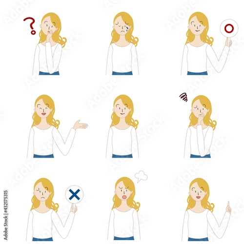 様々な表情の欧米人女性　セット
