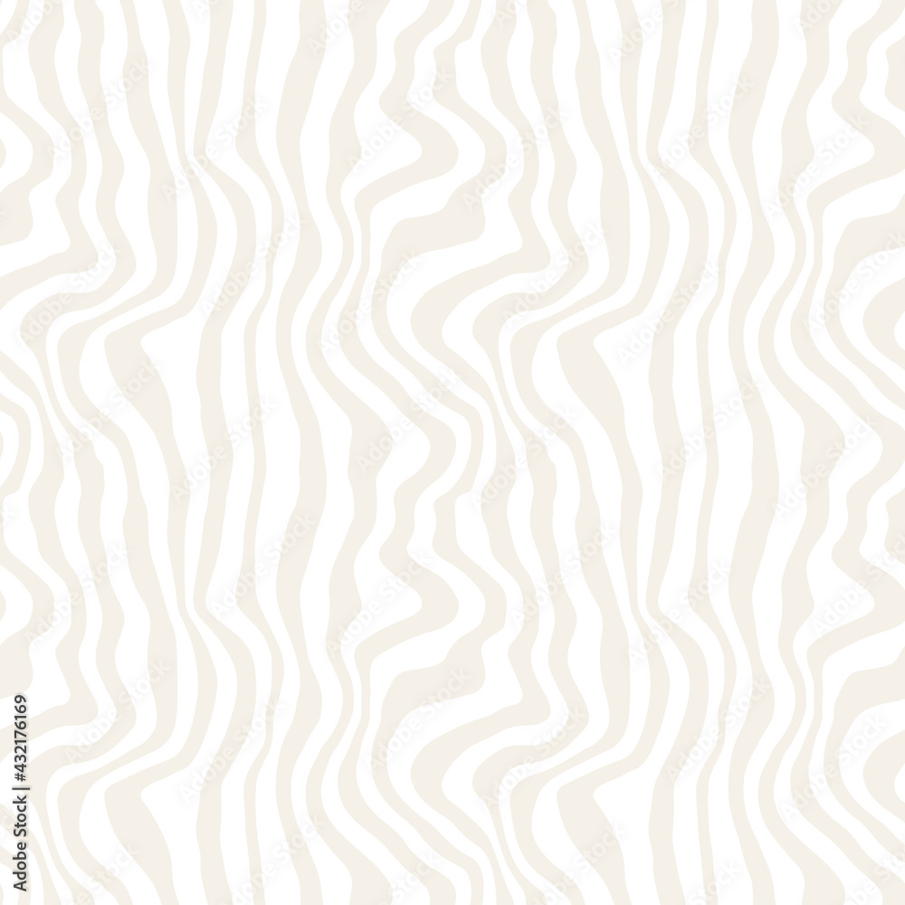 Vector seamless pattern. Abstract striped texture with layered effect. Creative background with beige stripes. Decorative design with wavy stains. Can be used as swatch for illustrator.