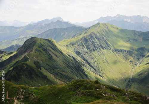 Panorama of the Alps opening from Mittelberg, Austria 