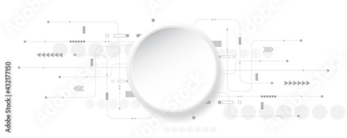 Abstract technology background circle geometry decoration, science and technology digital line white background