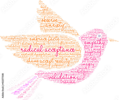 Radical Acceptance Word Cloud on a white background. 