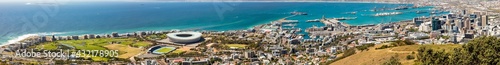 Elevated Panoramic view of Green Point and Docks in Cape Town South Africa