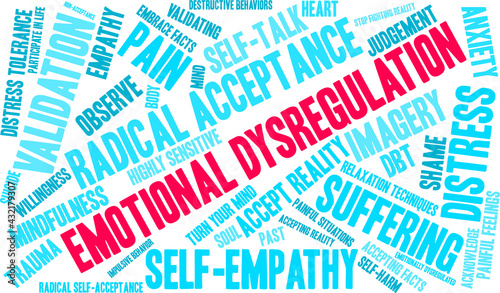 Emotional Dysregulation Word Cloud on a white background. 