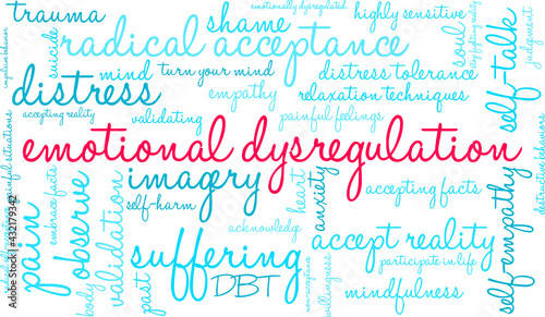 Emotional Dysregulation Word Cloud on a white background. 