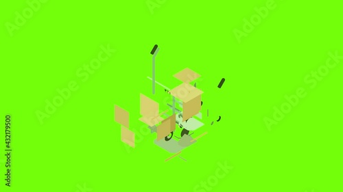 Wallpaper Mural Box cart icon animation cartoon object on green screen background Torontodigital.ca