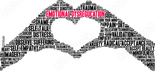 Emotional Dysregulation Word Cloud on a white background. 