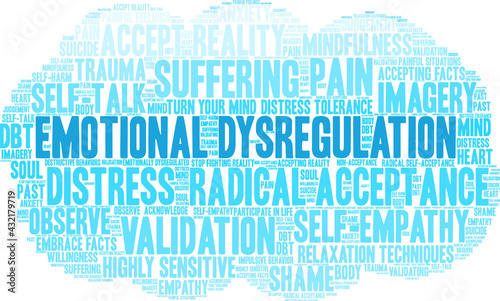 Emotional Dysregulation Word Cloud on a white background. 
