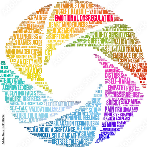 Emotional Dysregulation Word Cloud on a white background. 