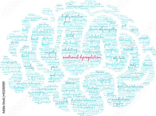 Emotional Dysregulation Word Cloud on a white background. 