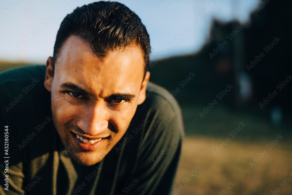 Portrait of male athlete outdoors Portrait of male athlete outdoors