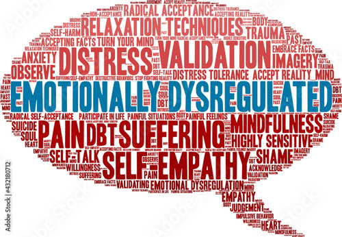 Emotionally Dysregulated Word Cloud on a white background. 