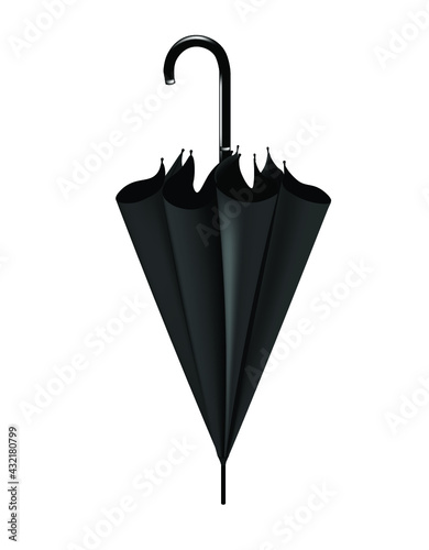 Black closed umbrella. vector illustration