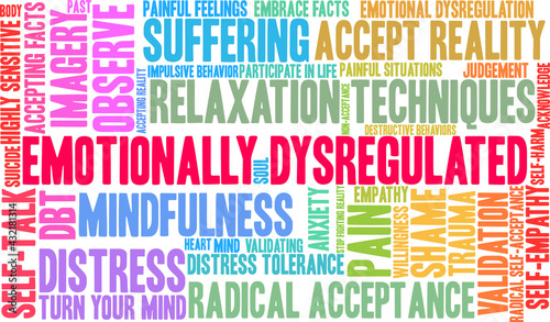 Emotionally Dysregulated Word Cloud on a white background. 