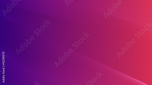 Abstract Gradient Background with Futuristic Geometric Lines Pattern. Modern Background Vector for Technology  Business  Finance. Purple and Orange Background.