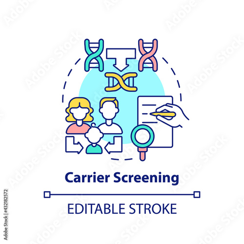 Carrier screening concept icon. Diagnostics for inherited illness for children. Genetic disease idea thin line illustration. Vector isolated outline RGB color drawing. Editable stroke