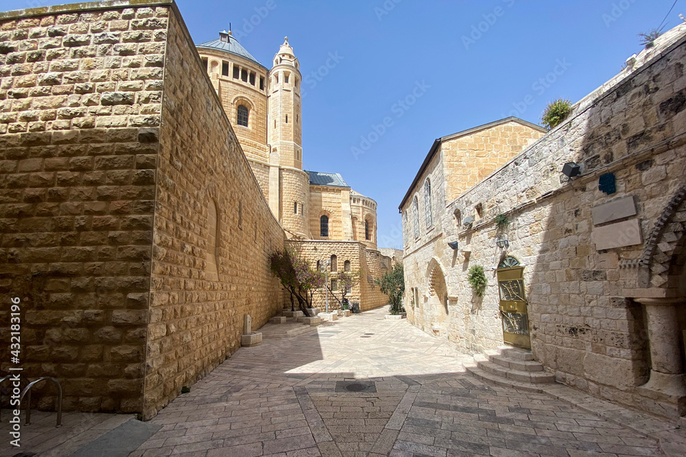 The street leading to the Abbey of Dormation, Jerusalem, Israel.