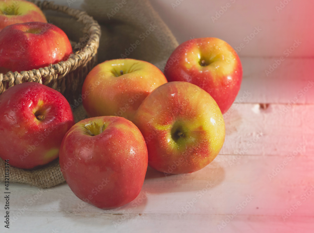 Apple put on wooden timber board, Apple put on wooden timber board,