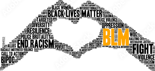 BLM Word Cloud on a white background. photo