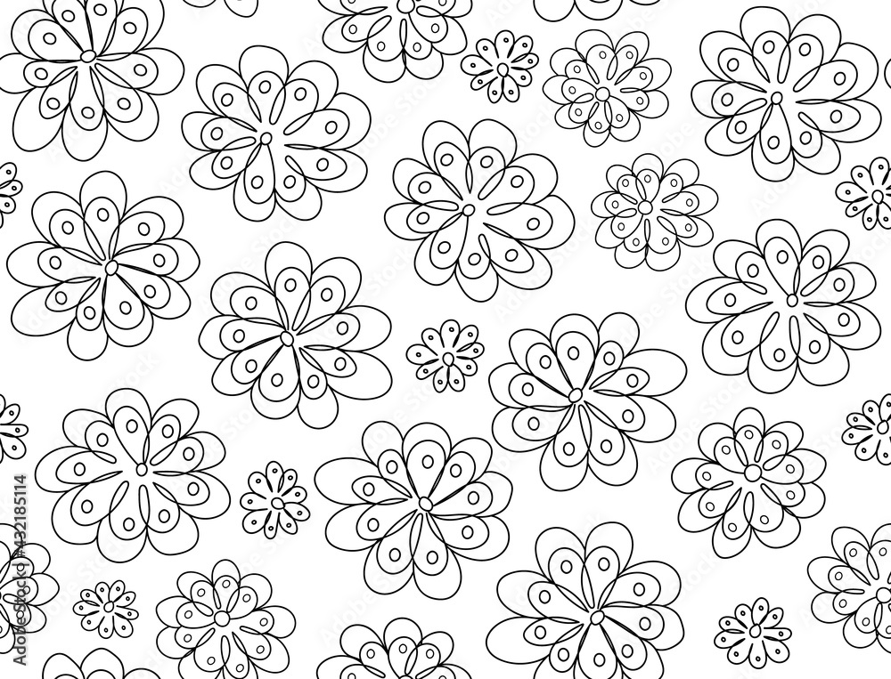 Beautiful decorative vector seamless pattern with hand drawn flowers	
