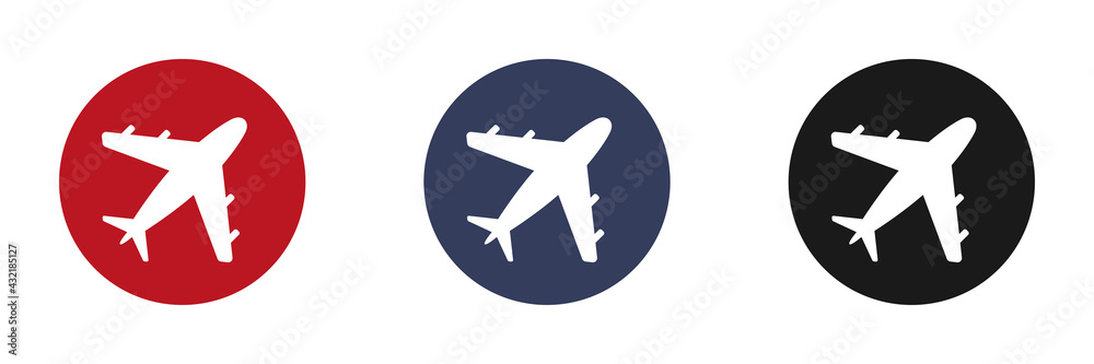 Set the airplane icon. Flat style. Vector illustration. Set the airplane icon. Flat style. Vector illustration.