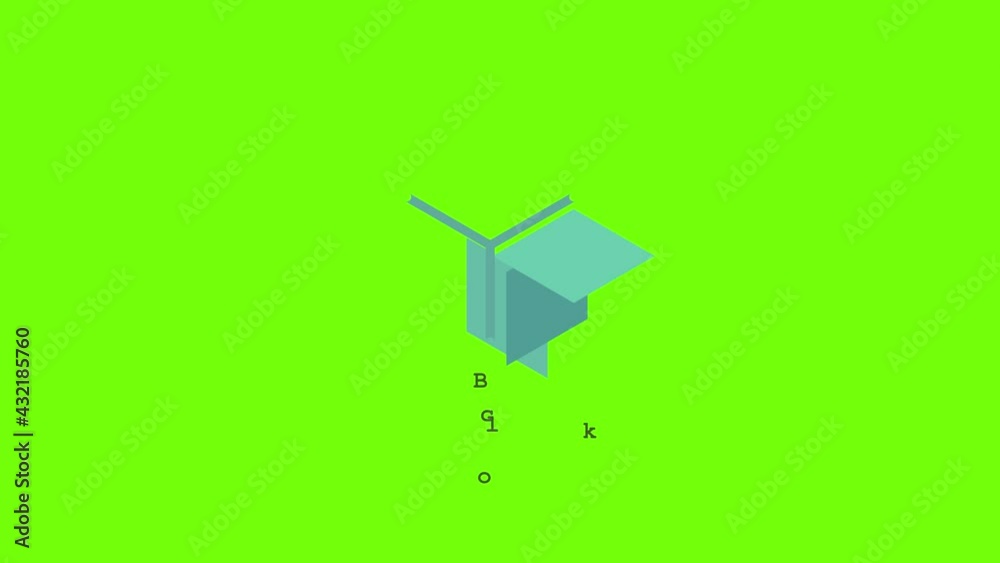 Block icon animation cartoon object on green screen background Block icon animation cartoon object on green screen background