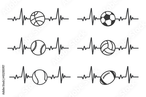 Heartbeat graph. Heart pounding when exercising Healthy sports concept.