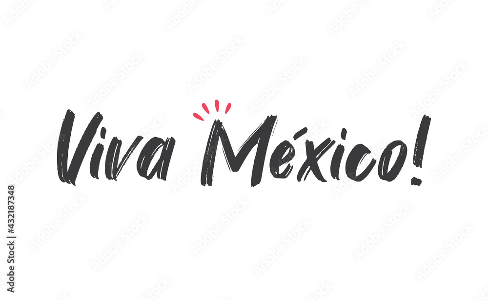 Viva Mexico, traditional mexican phrase, lettering vector illustration. Hand drawn style handwritten text.