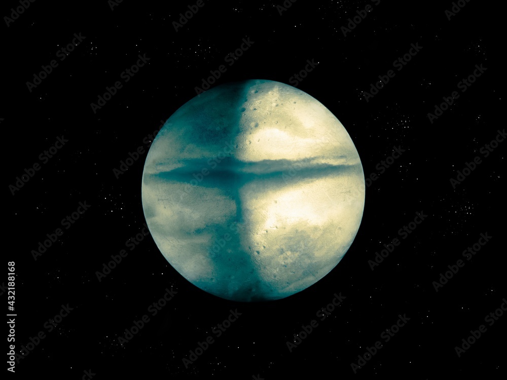 Stone planet, covered with craters and canyons in space with stars 3d illustration. Stone planet, covered with craters and canyons in space with stars 3d illustration.