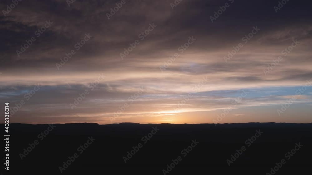 Tranquil Sunrise over Vast Desert Landscape Timelapse Zoom In Tranquil Sunrise over Vast Desert Landscape Timelapse Zoom In