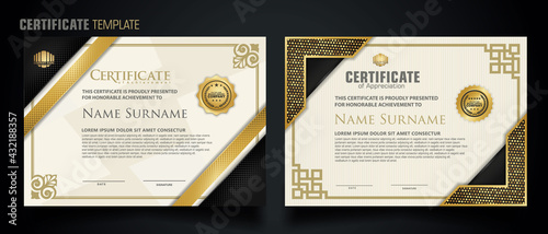 Luxury certificate template with elegant corner frame and realistic texture pattern, diploma Vector illustration