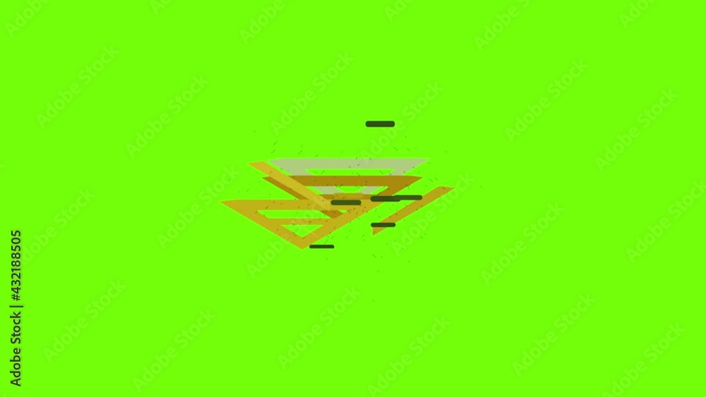 Triangle ruler icon animation cartoon object on green screen background ...