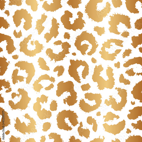Leopard seamless pattern. Gold animal print. Elegant skin leopard, cheetah, panther or jaguar. Golden fashion pattern. Luxury fur background. Spot furry texture. Design prints. Abstract patern. Vector