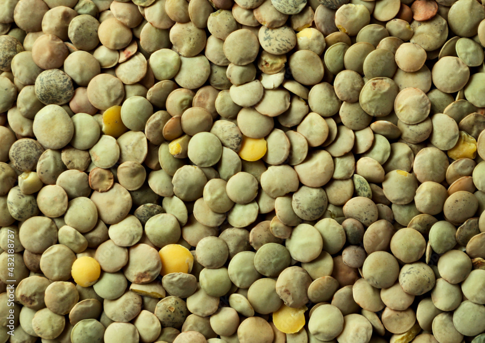 Background of green lentils. The view from top Background of green lentils. The view from top