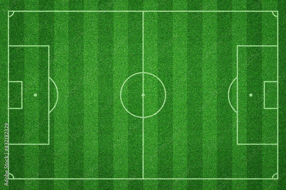 Flat lay of Soccer field, Football field with vertical stripe cutting. True dimension scale. Flat lay of Soccer field, Football field with vertical stripe cutting. True dimension scale.