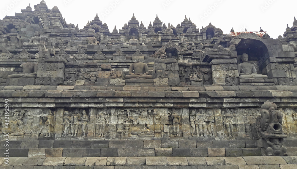 Borobudur temple building looks strong and magnificent. Being the center of attention of visitors