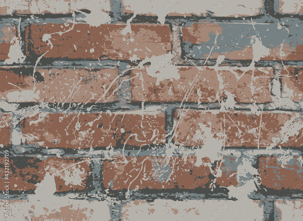 Abstract seamless pattern with old brick wall. Vector texture in the ...