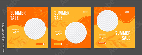 Yellow summer sale social media post template