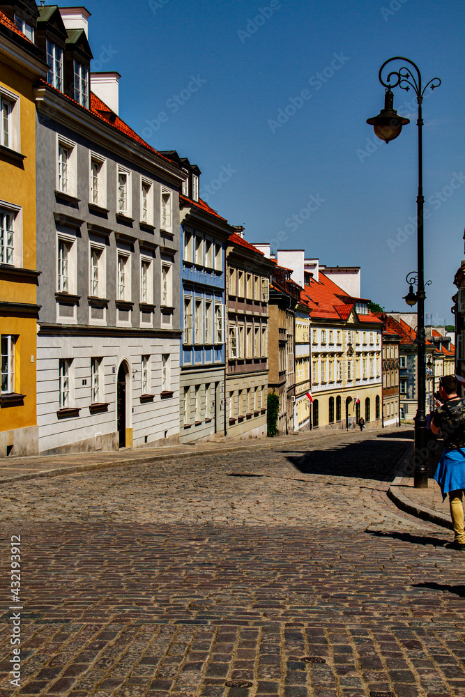 Old town street with cobbled paths