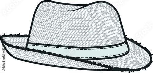 Hat flat sketch. Hat technical drawing