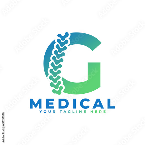 Letter G with Icon Spine Logo. Usable for Business, Science, Healthcare, Medical, Hospital and Nature Logos.