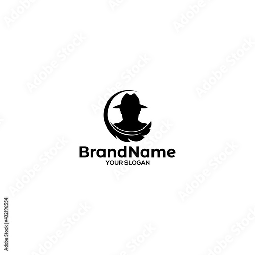 Feather Boss Logo Design Vector