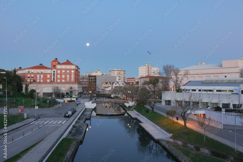 Urban landscape, partial view of tourist spots in the region within the city of Aveiro, District of Aveiro Portugal.