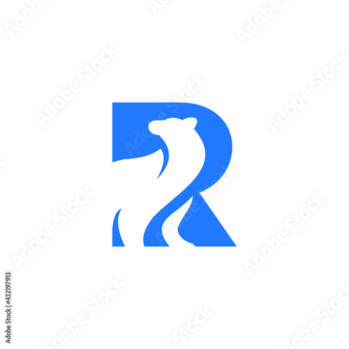 bear letter R logo vector