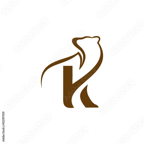 bear letter K logo Vector
