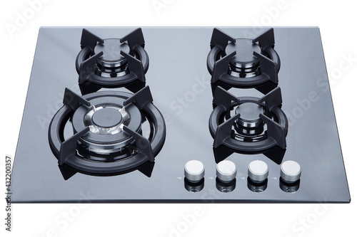 Cool modern gas stove on a wtie background