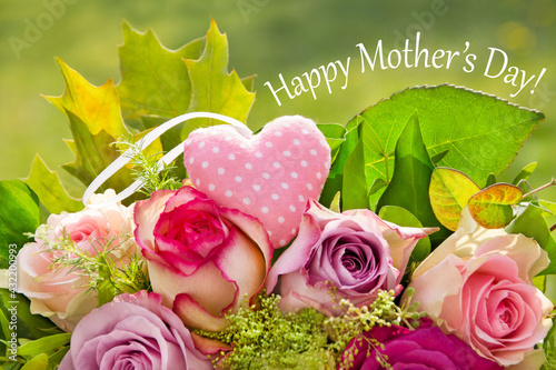 Happy Mother s Day and roses with heart