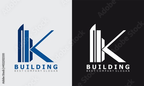 letter K building vector logo